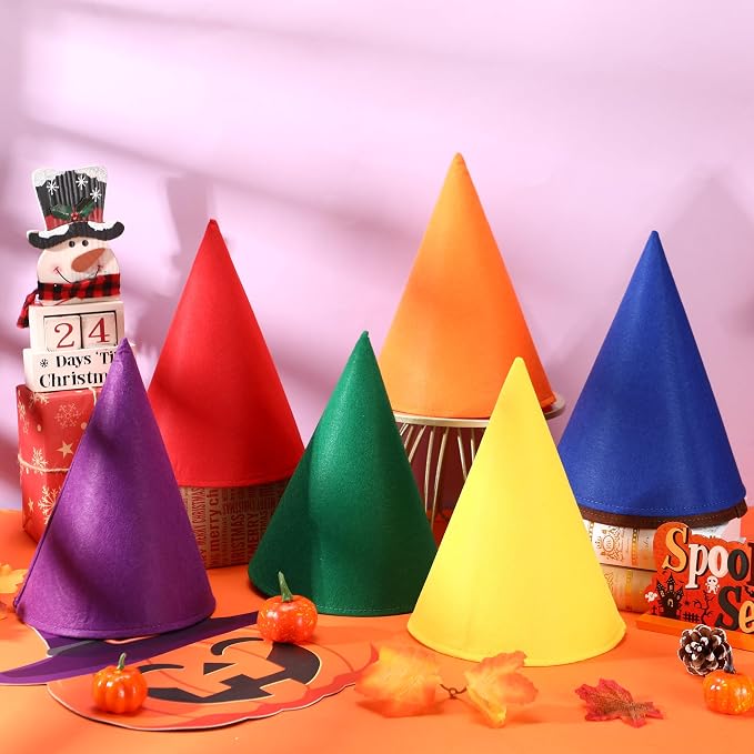 SATINIOR Gnome Hats Felt Crayon Accessory Fairy Dunce Witch Dwarf Cone Hat - Image 4