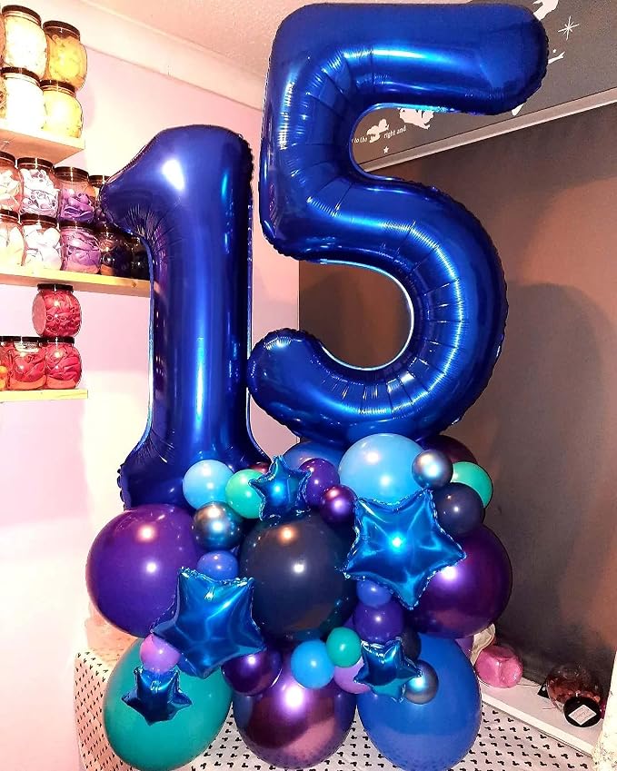 40 Inch Navy Blue 15 Number Balloons Giant Jumbo Huge 15 or 51 Foil Mylar - Image 5