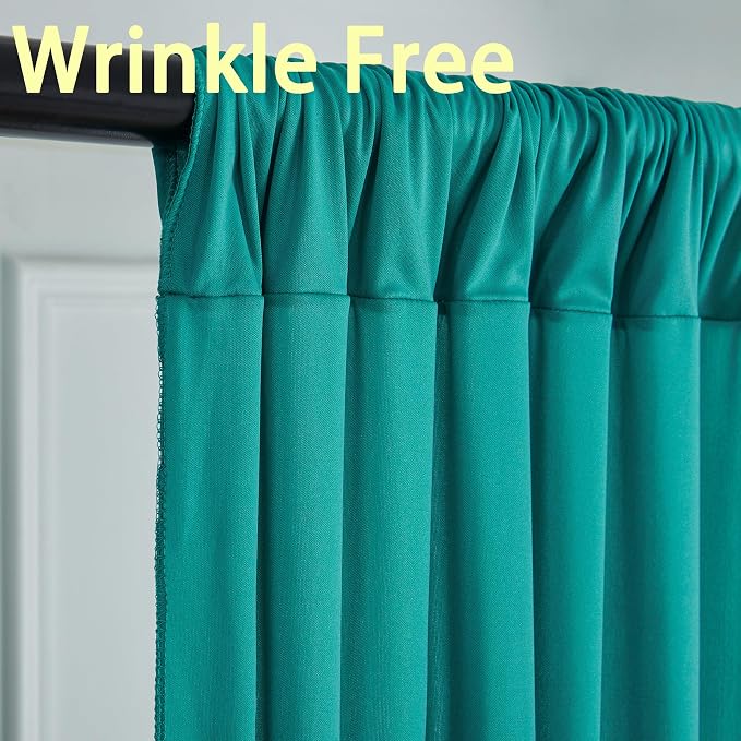 30 ft x 10 ft Wrinkle Free Turquoise Backdrop Curtains - Image 2