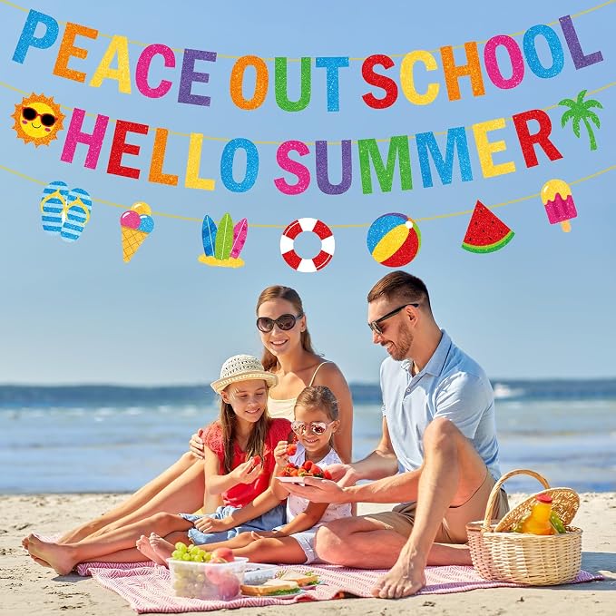 Peace Out School Hello Summer Banner Decor, Last Day of School Decorations - Image 6