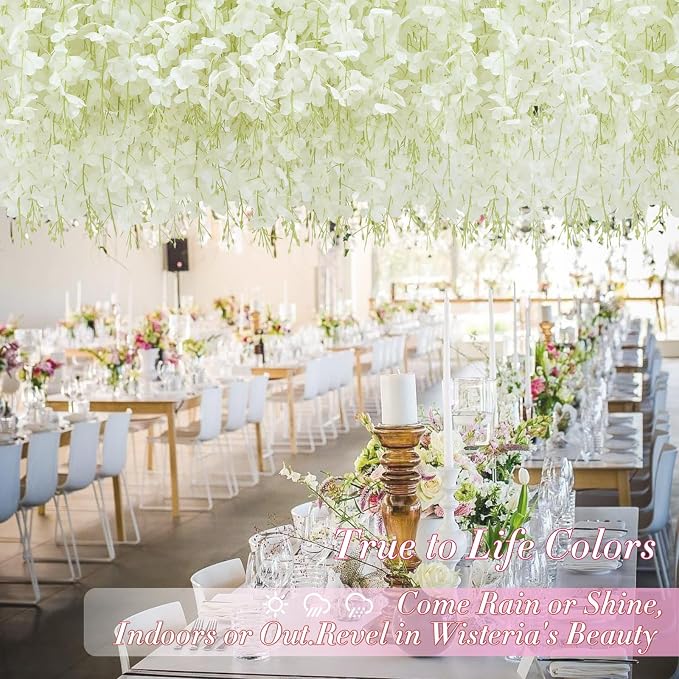 60 Pack White Wisteria Hanging Flowers, Fake Hanging Flowers - Image 7