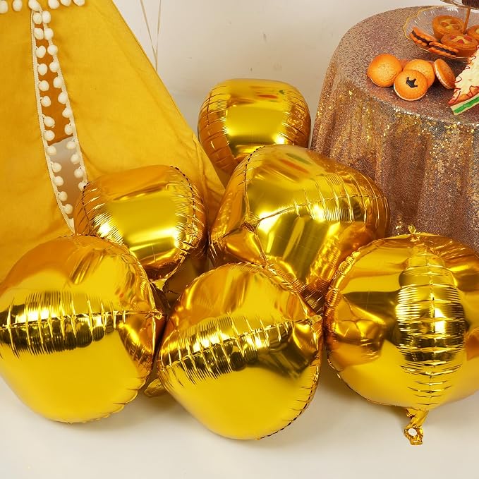10Pcs Gold Round Foil Balloons, Metallic Gold Foil Baloon - Image 2