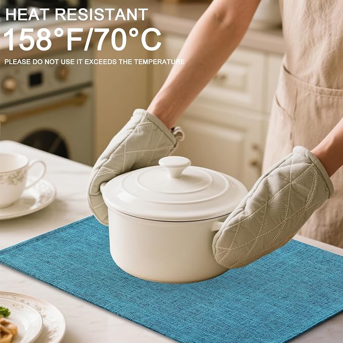 Homaxy Cloths Placemats for Dining Table Set of 4, Teal | Heat Resistant - Image 3