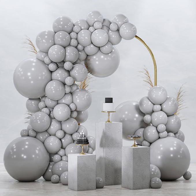 PartyWoo Gray Balloons 120pcs Matte Gray Latex Balloons Different Sizes | 18 12 by PartyWoo