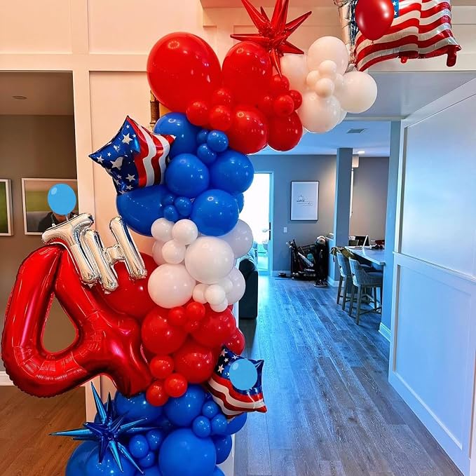 Red Blue White Balloons, 12 Inch Star Printed Red White and Blue - Image 6