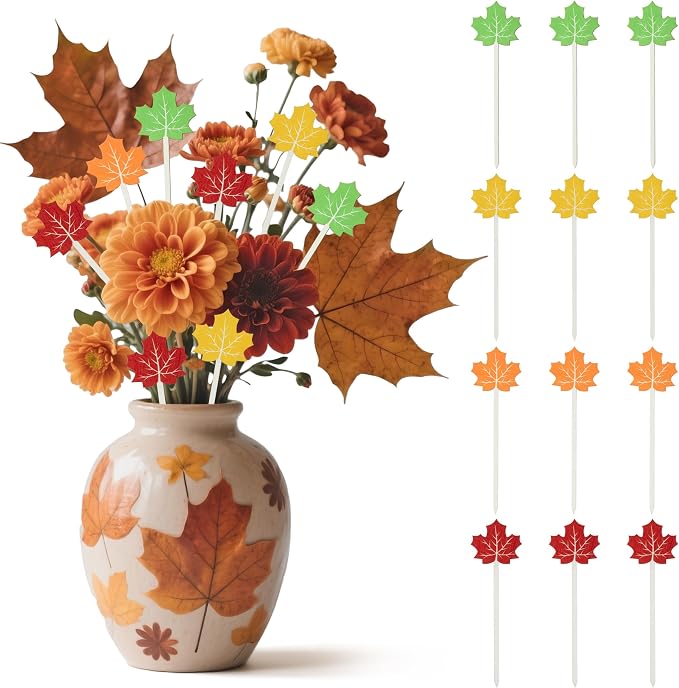 TICIAGA Fall Maple Leaf Wooden Picks by TICIAGA