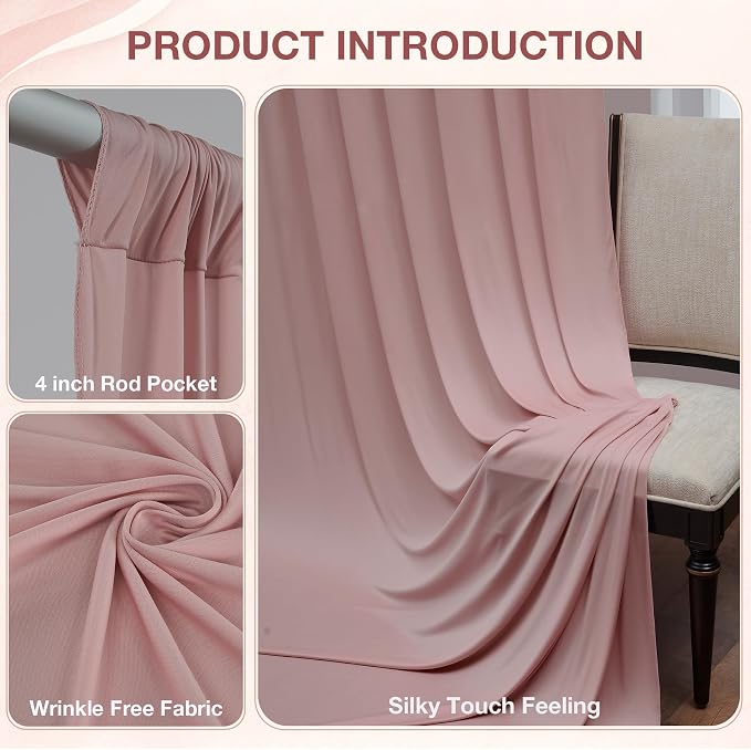 10ftx10ft Wrinkle Free Dusty Pink Backdrop Curtains - Image 2