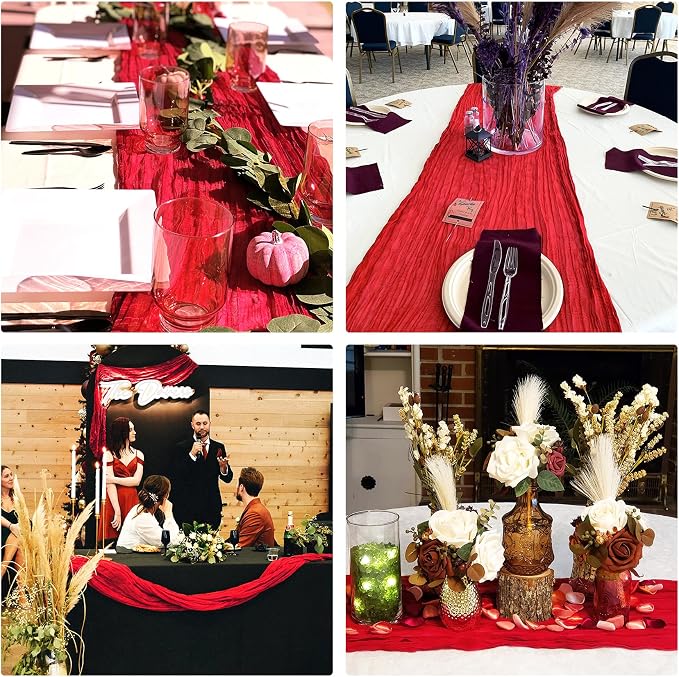 10 Pack Red Cheesecloth Table Runner 6FT Boho Gauze Fabric Table Runner Vintage - Image 7