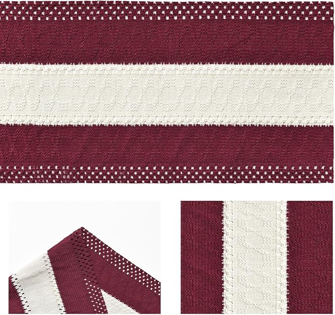 Artoid Mode Red Farmhouse Woven Table Runner 12x108 Inch | Holiday Rustic - Image 6
