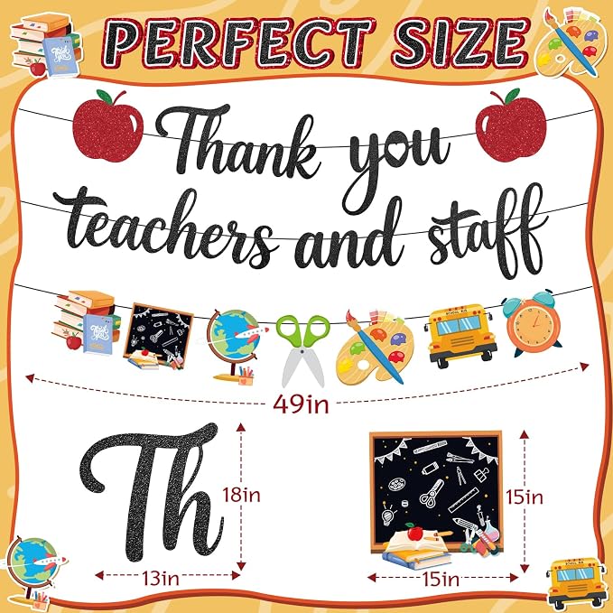 Pre-Strung Teacher Appreciation Decorations, NO-DIY Teacher Appreciation Banner - Image 2