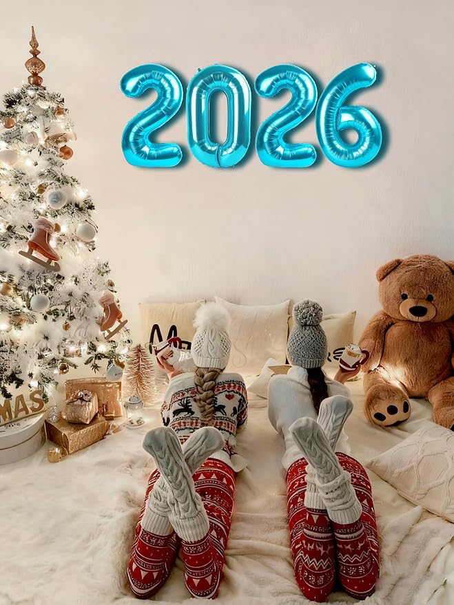 2026 Light Blue Foil Number Balloons, 2026 Light Blue Balloon 40 Inch - Image 4