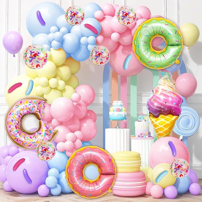 Pastel Donut Balloon Arch Garland Kit, Tattoo - Image 4