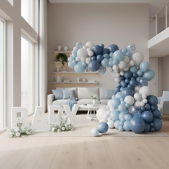 Vellax 146-Pc Balloon Garland Arch Kit, Dusty & Light Blue, light blue & white - Image 6