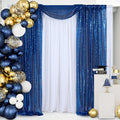 Royal Blue Sequin Backdrop Curtains 2 Pcs 3.3ftx8ft Sparkle Backdrop Fabric | by B-COOL