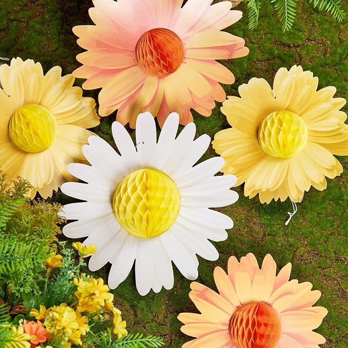 SUNBEAUTY 9PCS Paper Flower Party Decorations Yellow Orange Giant Paper Flowers - Image 5