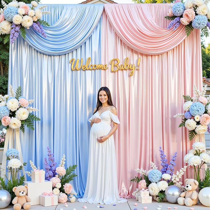10x10 ft Blue Glitter Backdrop Curtain - Image 6