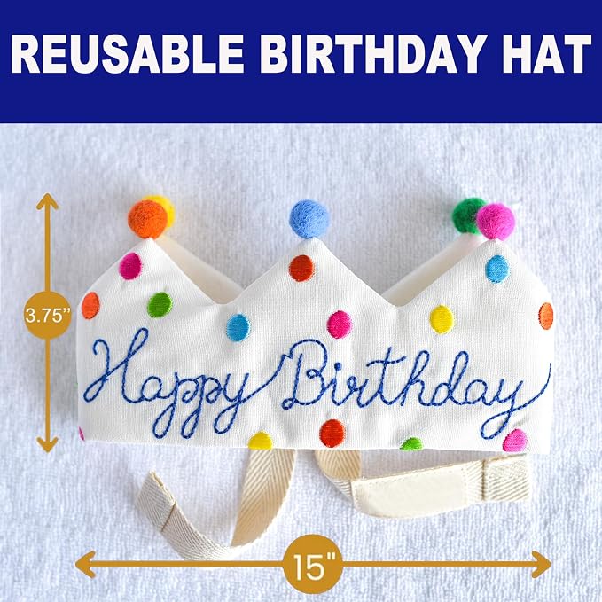 Personalized Hand Embroidered Birthday Hats Unique Happy Birthday Crowns Cute - Image 7