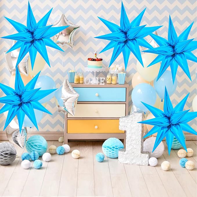 ZAKVOOR 60 Pcs Star Balloons 12 Spike Foil Explosion Party Decoration Balloons - Image 5