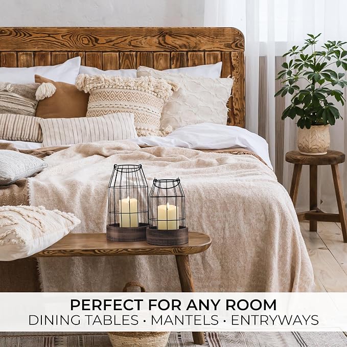 Rustic Farmhouse Lantern Decor Set of 2 - Image 6