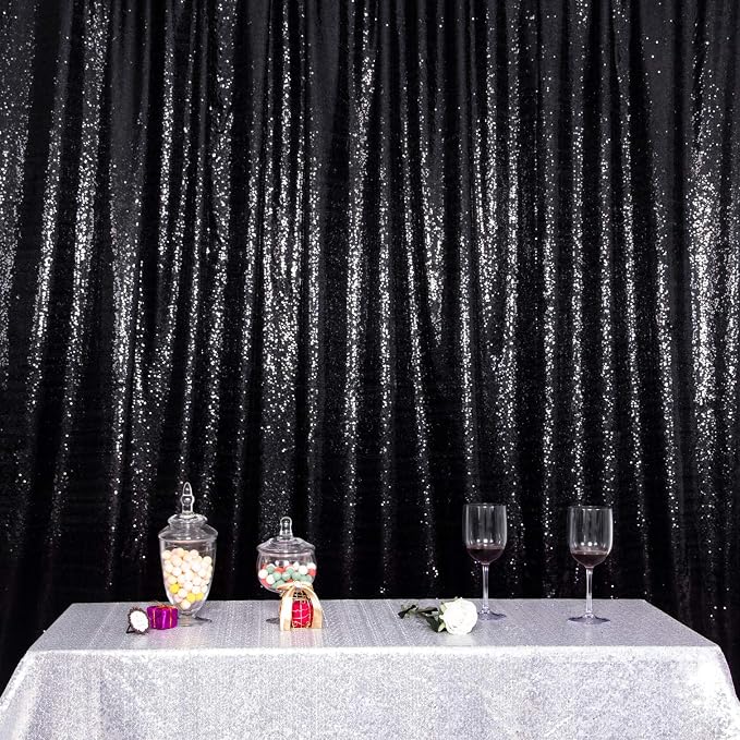 Juya Delight Black Sequin Backdrop, 8FTx8FT NO See-Through Photobooth Backdrop - Image 6
