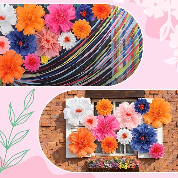 TaoBary Large Colorful Tissue Paper Flowers Giant Fiesta Paper Pom Poms - Image 7