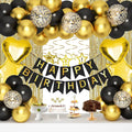 Black Gold Birthday Decorations, Hanging Swirls, Cake Toppers by HGH
