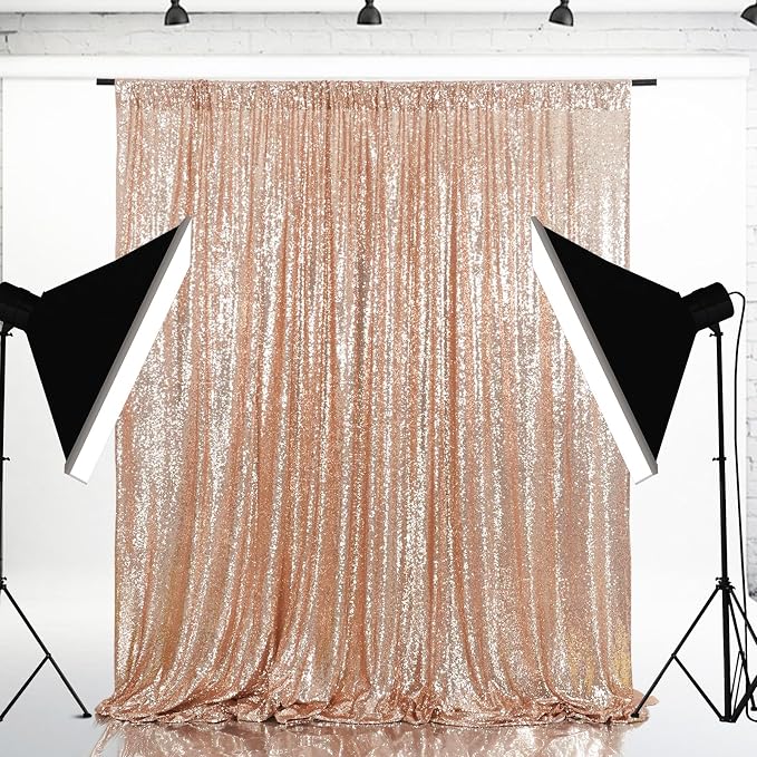 Eternal Beauty Rose Gold 3mm Sequin Backdrop 8x8 Ft by EternalBeauty