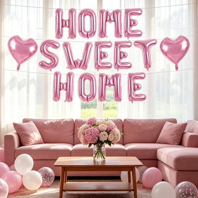 TONIFUL 16 Inch Pink HOME SWEET HOME Letter Balloon Decor - Image 6