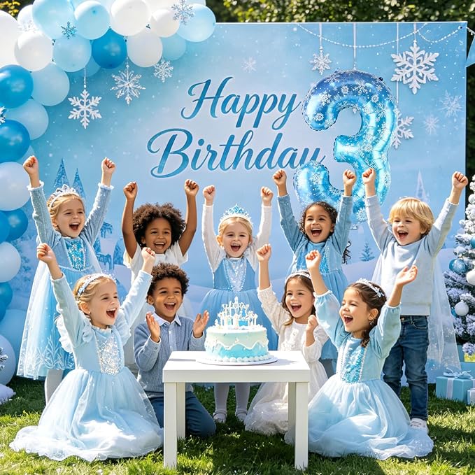 40 Inch Snowflake Number 3 Balloons, Themed Birthday Decorations - Image 6