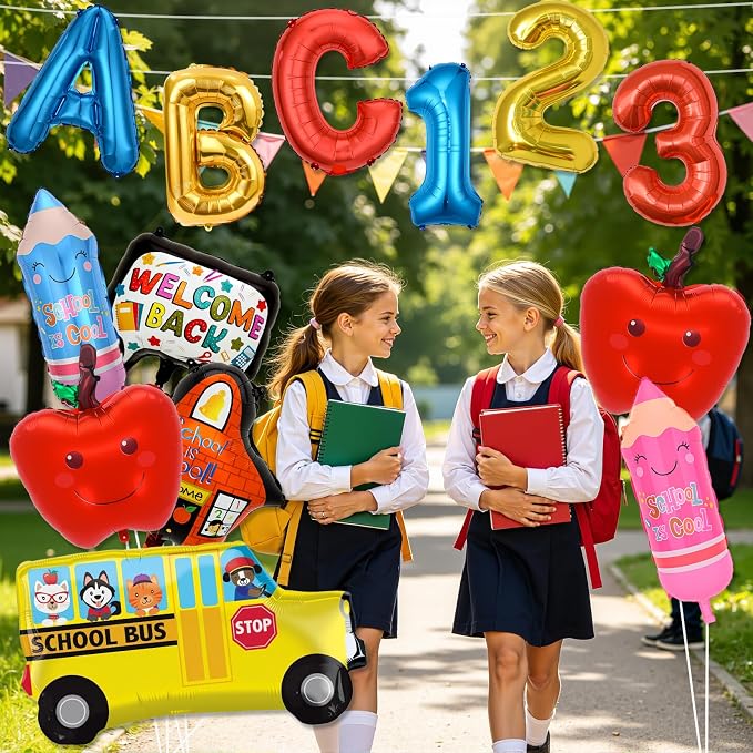 Back to School Balloons, Back to School Decorations, ABC 123 Foil Balloons | - Image 4