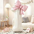 40 Inch Cream Number 1 with Pink Bow Balloon by KYGNE