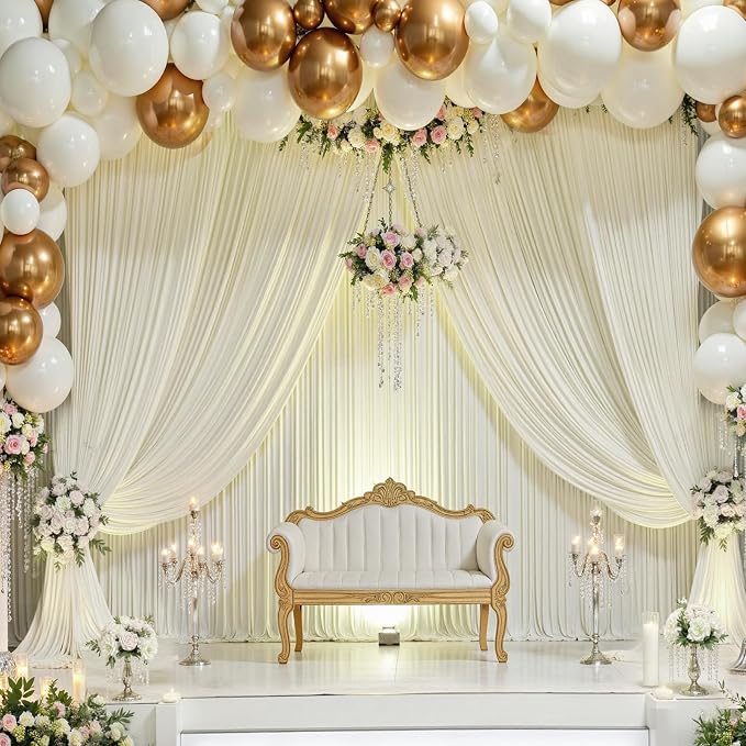 60×12ft Wrinkle Free Ivory Backdrop Curtain - Image 8