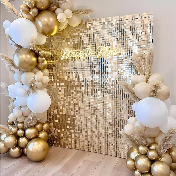 Light Gold Shimmer Wall Backdrop 12 Panels Cover 4 x 3 Ft, Photo Backdrops - Image 6