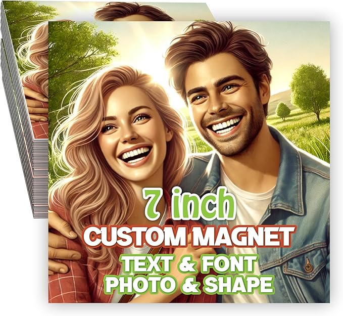KETABAO – 7" Customized Square Magnetic Photo Pictures for Refrigerators, Storage Cabinets and Cars – Personalized Gift Ideas