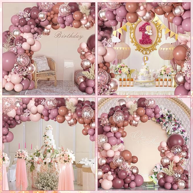 Ouddy Party Dusty Rose Pink Balloons Garland Arch Kit 18 12 10 5 Inch | - Image 8