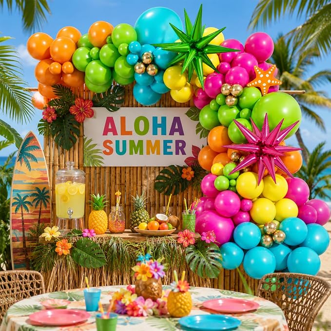 145Pcs Summer Tropical Balloon Arch Kit, Hawaiian Theme Balloon Garland - Image 5