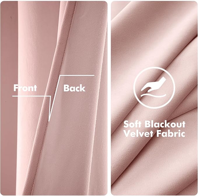 MIULEE Velvet Curtains Light Pink 52 x 108 Inch Length Set of 2 | Extra Long - Image 3