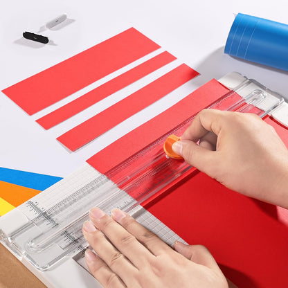 Likart 4-Pack Paper Cutter Replacement Blades Kit, Portable Trimmer Cutting Blades Compatible for Portable Trimmer/Basic Trimmer/Roll Holder,3 Cutting Blades & 1 Scoring Blades with a Holder,Blue