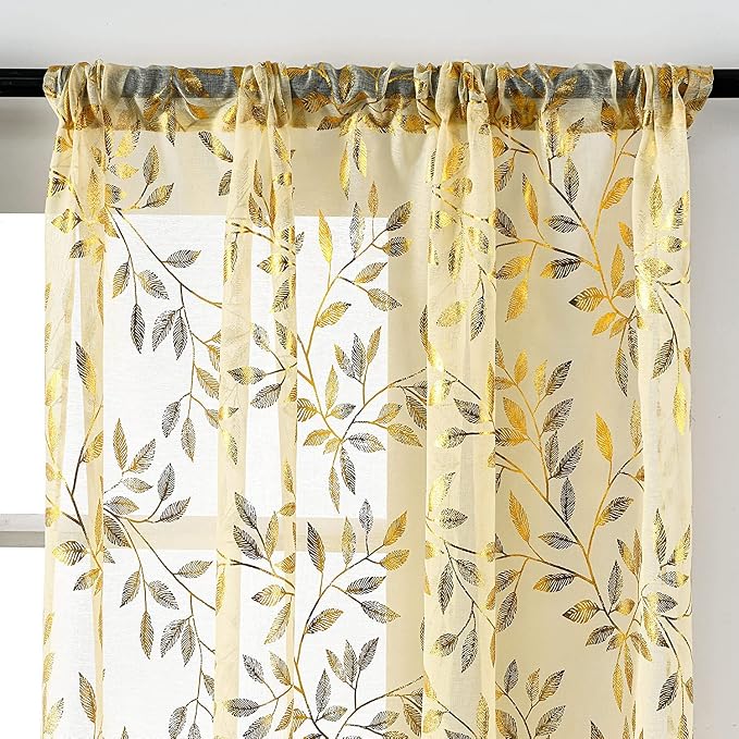 Sutuo Home Beige Sheer Curtains 72 Inch Length 2 Panels Set, Privacy Voile - Image 6