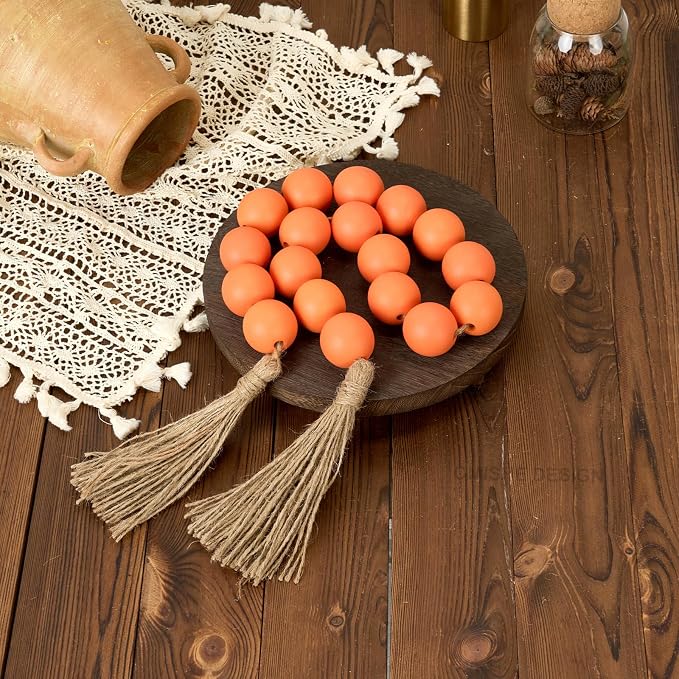 OMISHE Extra Large Wood Bead Garland Orange - Image 3