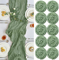 IVAPUPU 10 Pcs Cheesecloth Table Runner - 10ft Sage Green Boho Gauze Cheese by IVAPUPU