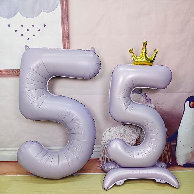 Standing Purple Crown Number 6 Balloon 40In Pastel Purple Crown 6 Balloon | - Image 4