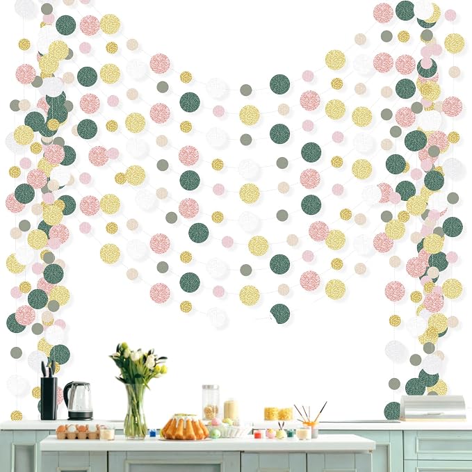 Outus 10 Pieces Colorful Circle Garland Banner Hanging Paper Dot Decorations by Outus
