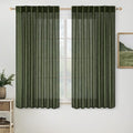 MIULEE Olive Green Linen Curtains 42x63 Inch Length 2 Panels by MIULEE