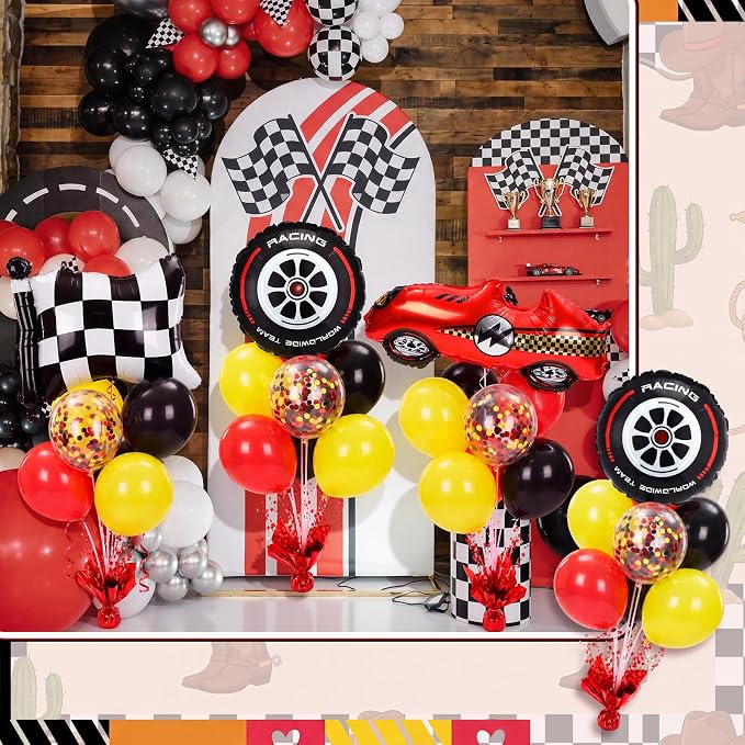 Civaner Race Car Party Balloons Stand Kit 6 Sets, and Red - Image 2