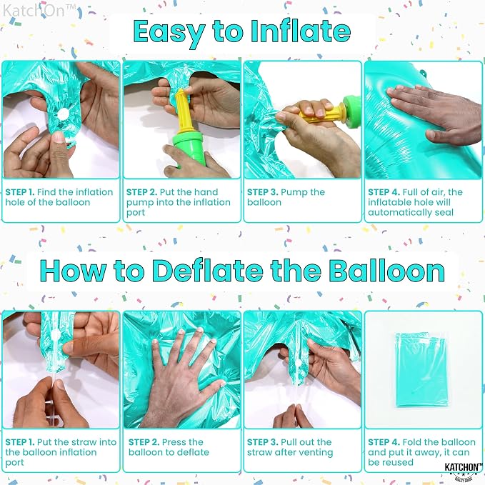 KatchOn, Aqua Blue 40 Inch Number 7 Balloon - Image 3