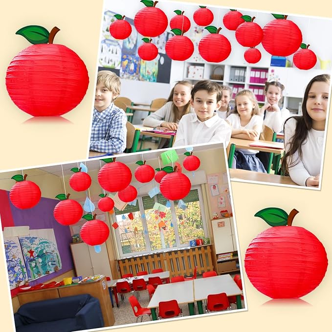 12 Pcs 10 Inch Back to School Decoration Red Apple Orchard Theme Hanging Paper - Image 6
