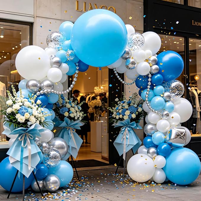 5Pcs Light Blue Balloons 36 Inch, Round Large Latex Party Balloons - Image 6