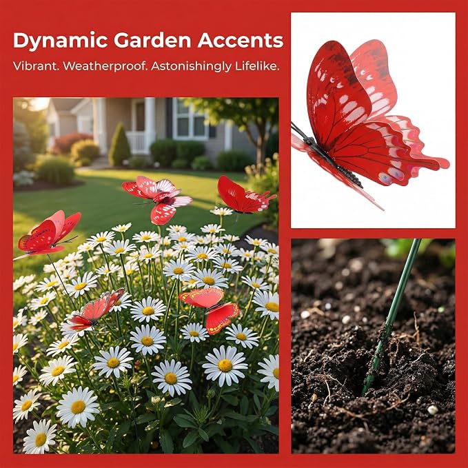 30PCS Red Butterfly Decor Artificial Butterflies - Image 7