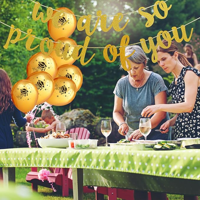 2026 Graduation Banner Party Decorations Gold Glitter We are So Proud of You - Image 3